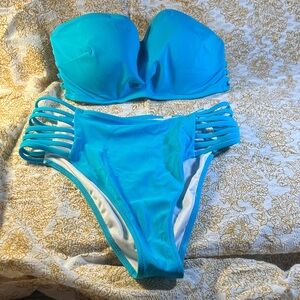Shade & Shore Turquoise Strapless Bikini
